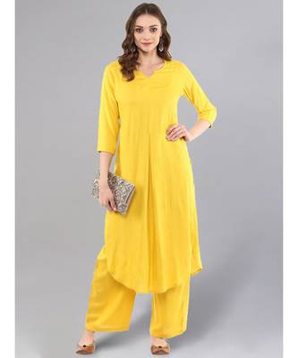 Lemon Yellow Kurta With Palazzo Pants 2