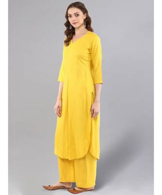 Lemon Yellow Kurta With Palazzo Pants 4