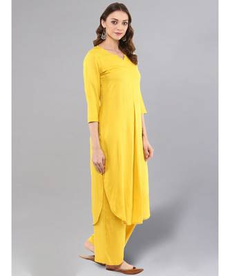 Lemon Yellow Kurta With Palazzo Pants 5