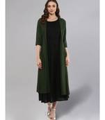 Black Kurta With Green Layered Upper