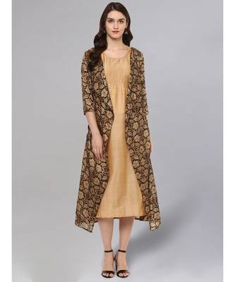 Solid Kurta With Printed Jacket 1