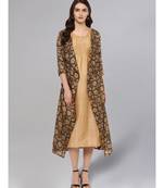 Solid Kurta With Printed Jacket