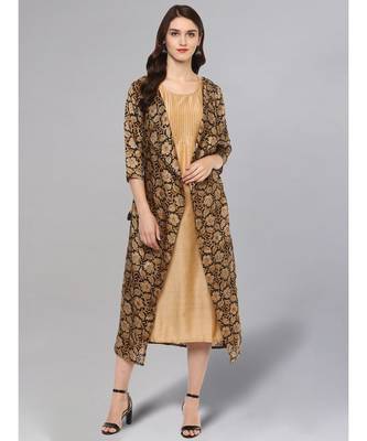 Solid Kurta With Printed Jacket 2