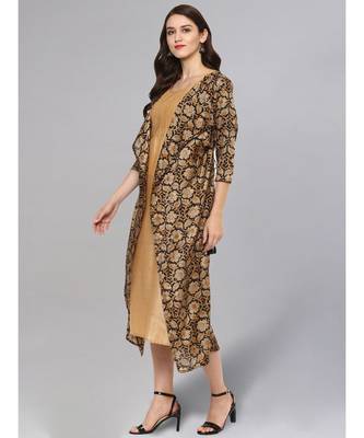 Solid Kurta With Printed Jacket 4