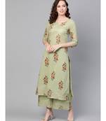 Sage Green Printed Cotton Kurta Set
