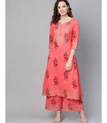 Coral Printed Cotton Kurta Set