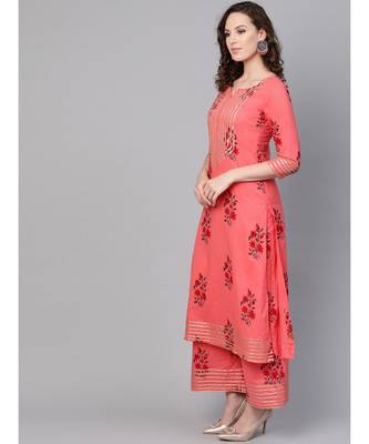 Coral Printed Cotton Kurta Set 4