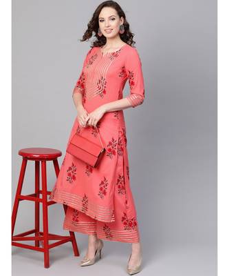 Coral Printed Cotton Kurta Set 6