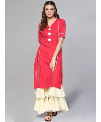 Cherry And Off-white Kurta Set 1