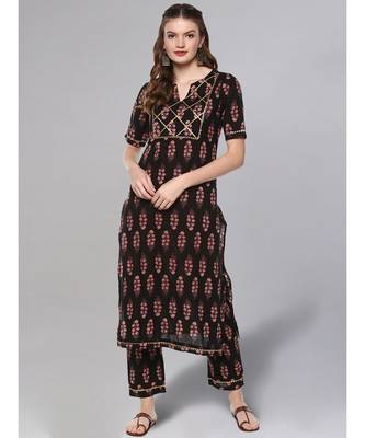 Black Printed Kurta Set 2