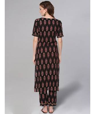 Black Printed Kurta Set 3