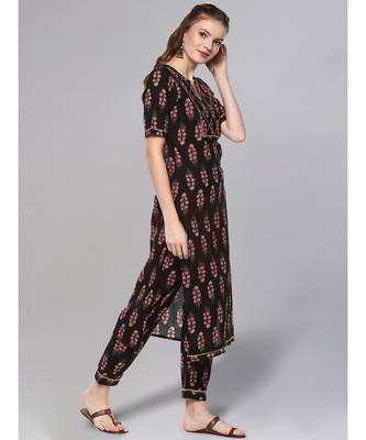 Black Printed Kurta Set 5