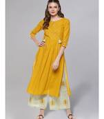 Mustard And Sage Green Kurta Set