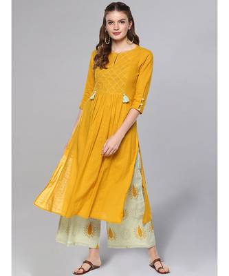 Mustard And Sage Green Kurta Set 3
