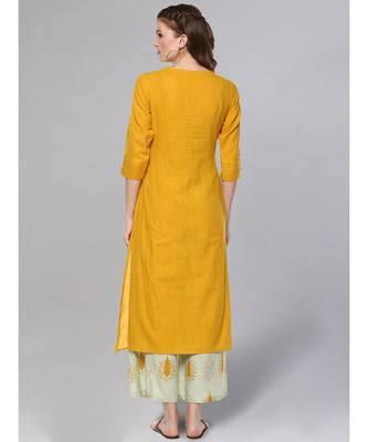 Mustard And Sage Green Kurta Set 4