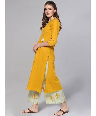 Mustard And Sage Green Kurta Set 5