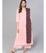 Baby Pink Kurta Set With Printed Dupatta