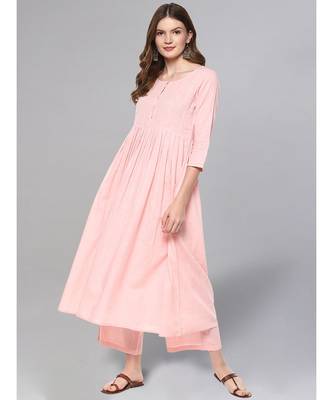 Baby Pink Kurta Set With Printed Dupatta 2