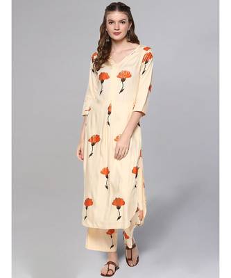 Floral Print Kurta With Palazzo Pants 1