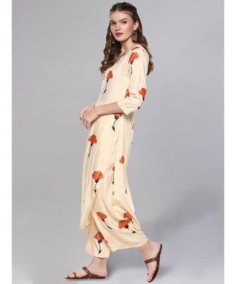 Floral Print Kurta With Palazzo Pants 4