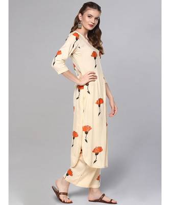 Floral Print Kurta With Palazzo Pants 5