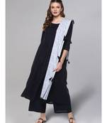 Navy Blue Kurta Set With Printed Dupatta