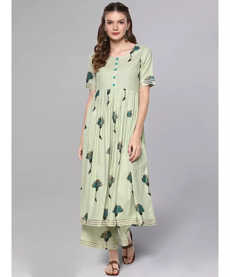 Printed Flared Kurta Set