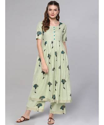 Printed Flared Kurta Set 2