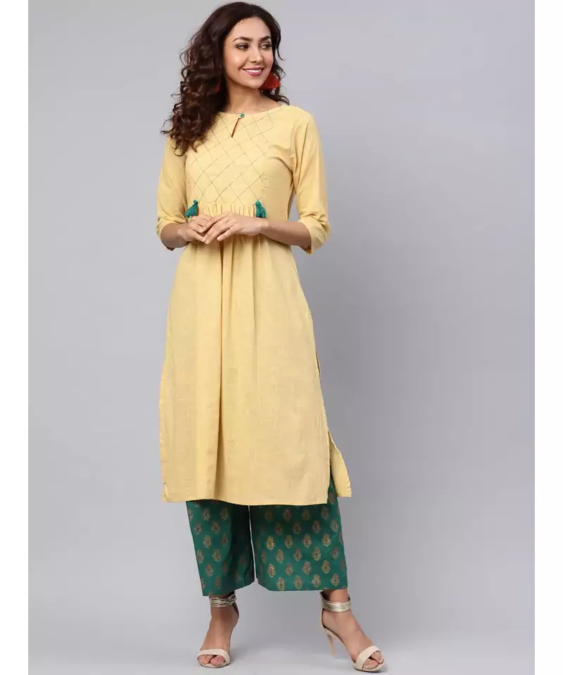 Kurta With Printed Palazzo Pants