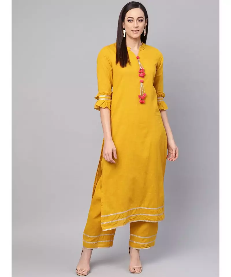 Solid Kurta With Palazzo Pants