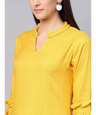 Lemon Yellow A-line Kurta With Palazzo Pants 2