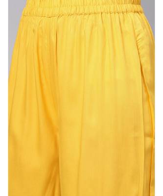 Lemon Yellow A-line Kurta With Palazzo Pants 3