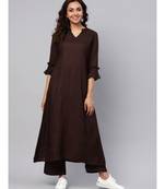 Maroon A-line Kurta With Palazzo Pants