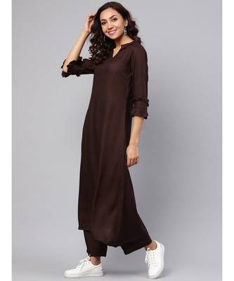 Maroon A-line Kurta With Palazzo Pants 4