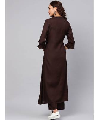 Maroon A-line Kurta With Palazzo Pants 5