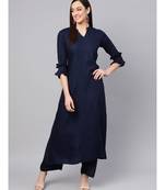 Blue A-line Kurta With Palazzo Pants