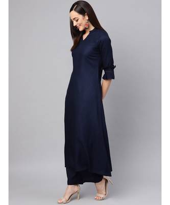 Blue A-line Kurta With Palazzo Pants 4
