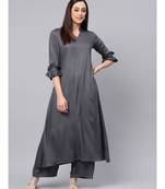 Grey A-line Kurta With Palazzo Pants