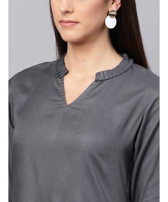 Grey A-line Kurta With Palazzo Pants 2