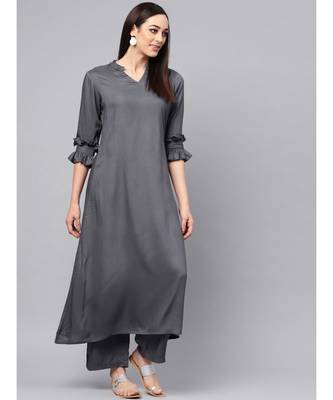 Grey A-line Kurta With Palazzo Pants 4