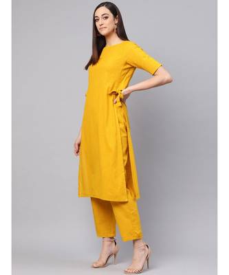 Mustard Color Straight Kurta With Pants 4