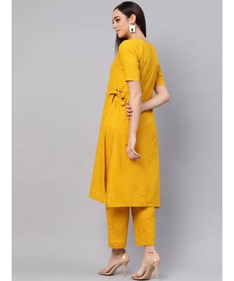 Mustard Color Straight Kurta With Pants 5