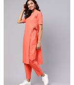 Peach Straight Kurta With Pants