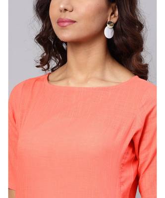 Peach Straight Kurta With Pants 2
