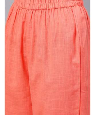 Peach Straight Kurta With Pants 3