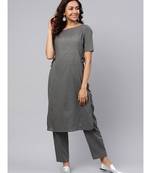 Grey Straight Kurta With Pants