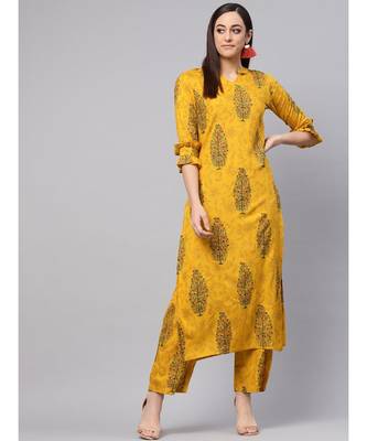 Printed A-line Kurta With Palazzo Pants 1