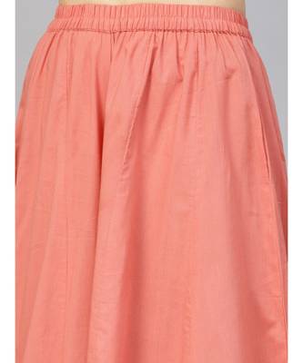 Salmon Kurta Set With Navy Blue Dupatta 3