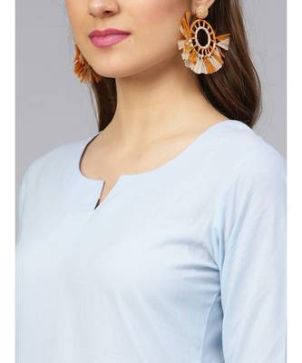 Sky Blue Kurta Set With Rust Dupatta 2