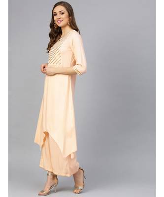 Almond Kurta Set With Salmon Dupatta 5